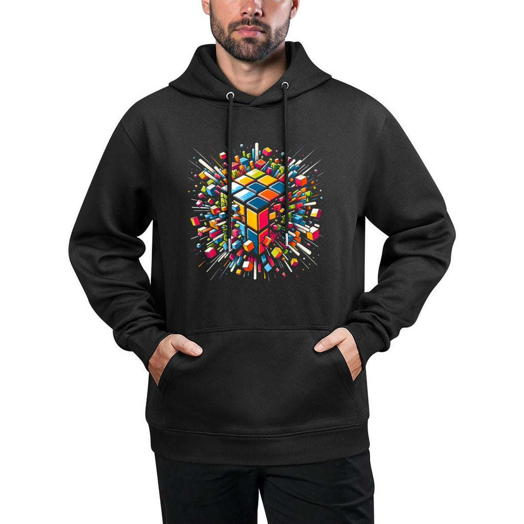 Exploding Cube Speed Cubing Puzzle Master Cotton-Polyester Blend Hoodie