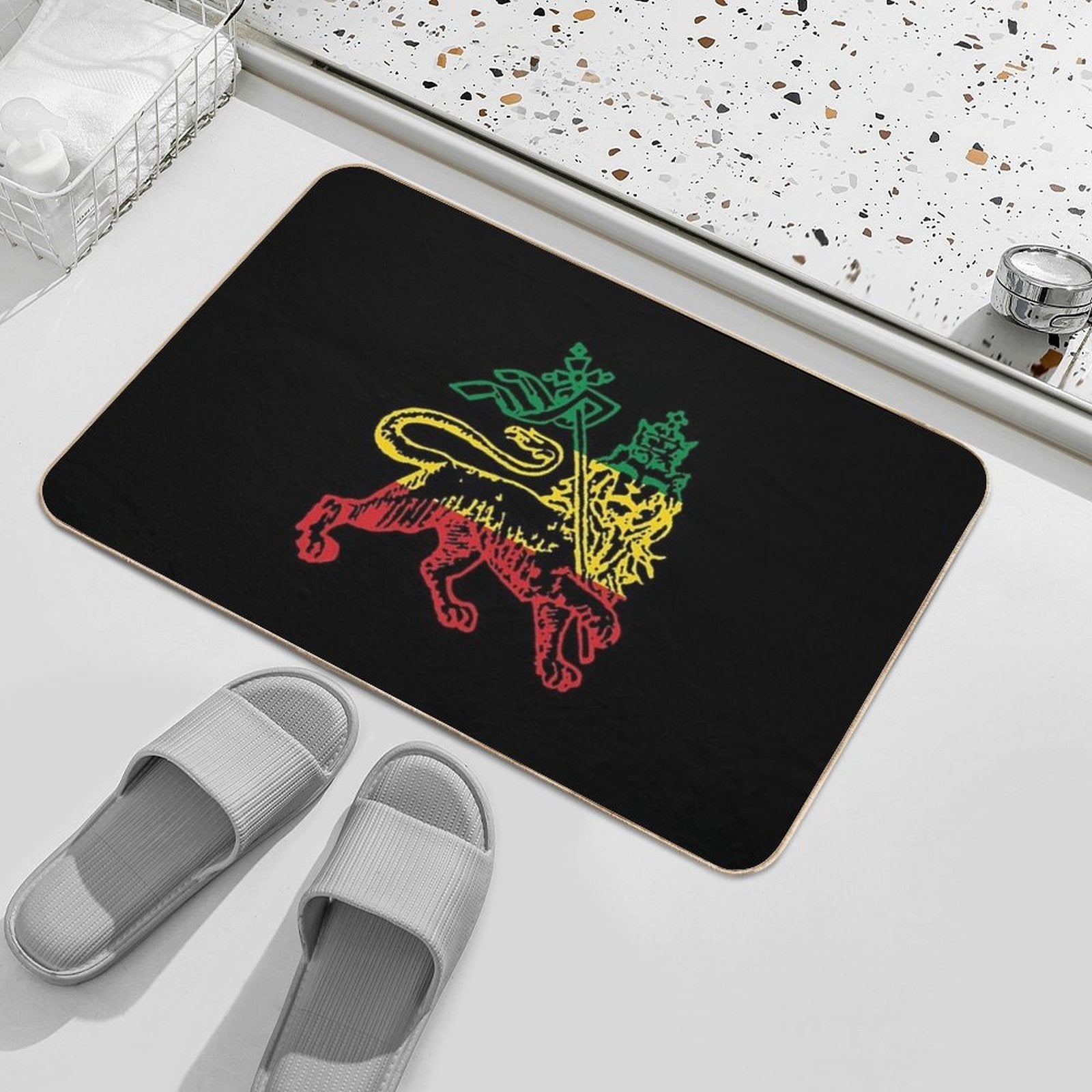 Lion of Judah Flag Ethiopia King Selassie Rasta  Repositionable Bath Mat
