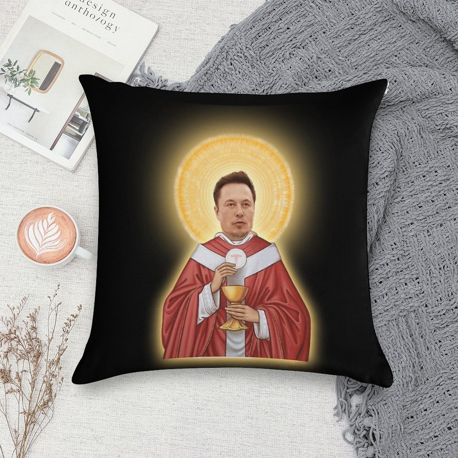Elon Musk As Jesus Soft Luxury Feel Throw Pillow