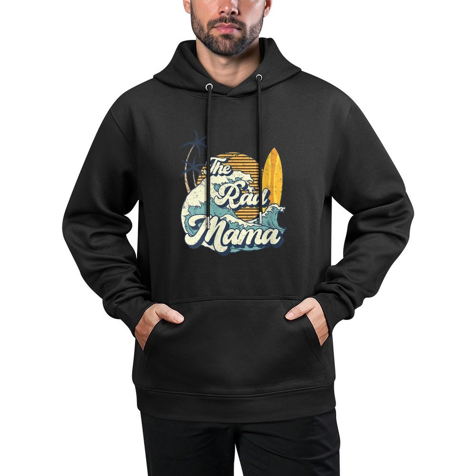Womens The Rad Mama Big One Surf Birthday Decorations For Mom Mommy Medium-Weight Fabric Hoodie