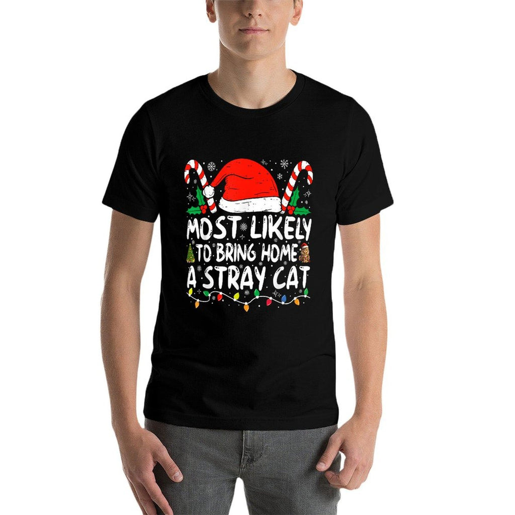 Most Likely To Bring Home A Stray Cat Christmas Matching  Moisture-wicking T-Shirt