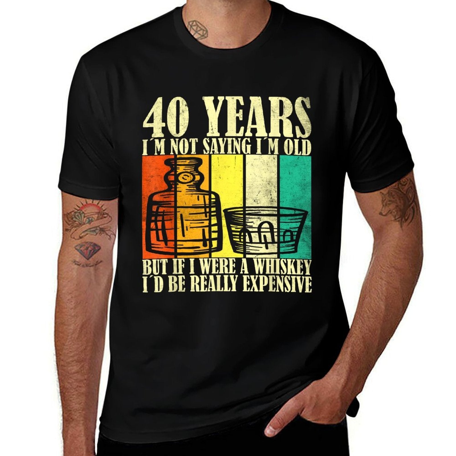 40 Year Old Vintage Bourbon Vintage Whiskey 40th Birthday  Moisture-wicking T-Shirt