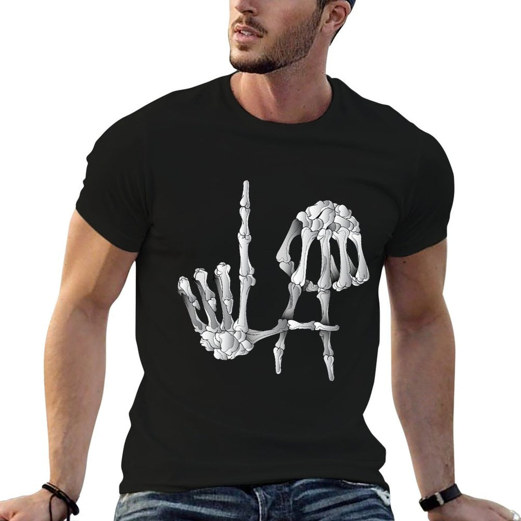 Skeleton Bones Hands LA, Los Angeles USA, Skeleton Fingers  Wrinkle-resistant T-Shirt