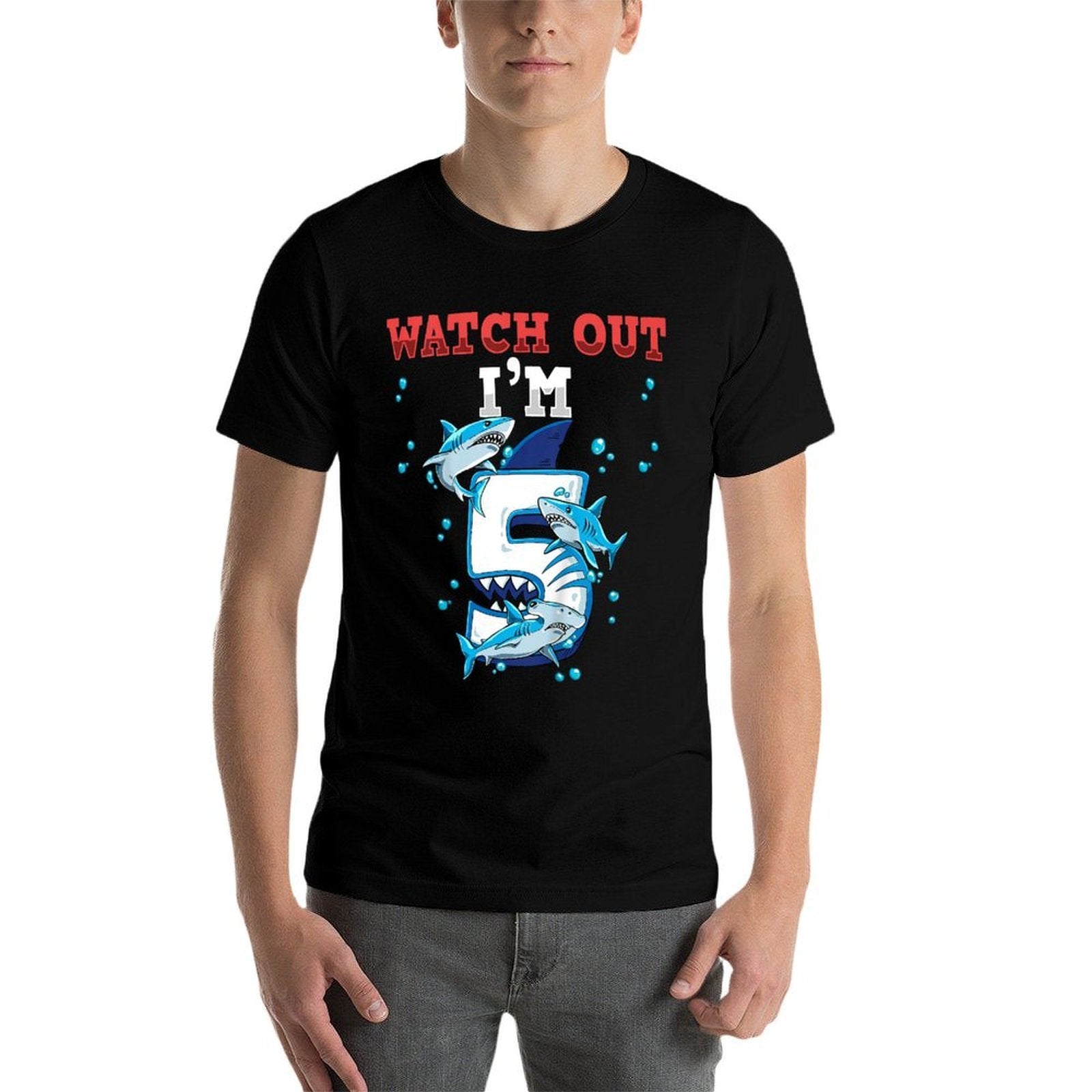Shark 5th Birthday  Moisture-wicking T-Shirt