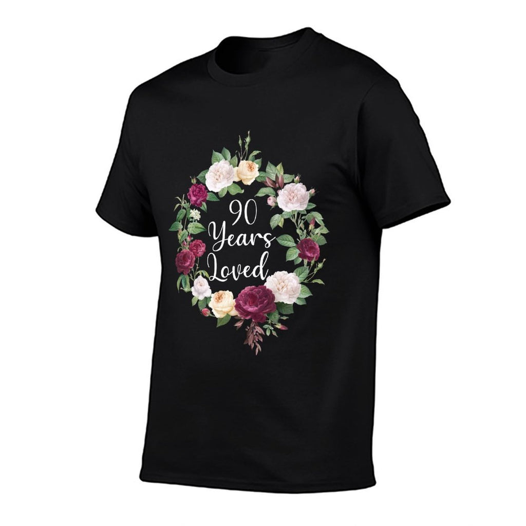90 Years Loved Men Women 90 Years Old Floral 90th Birthday Sweatshirt  Eco-friendly Material T-Shirt