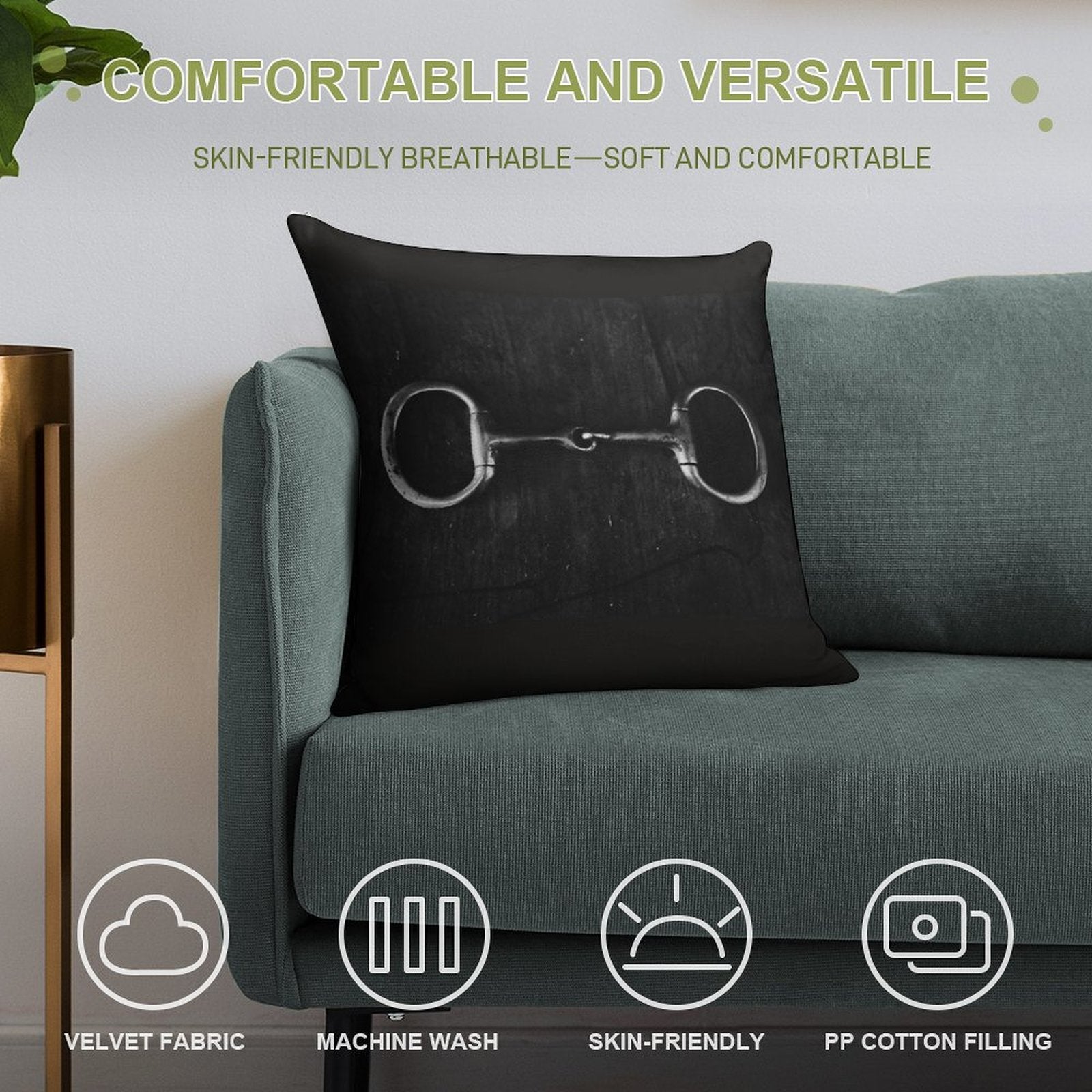 Snaffle Soft Skin-Friendly Throw Pillow