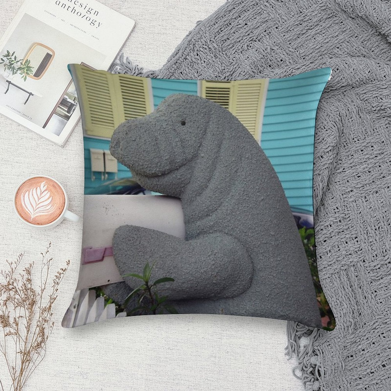 Manatee Mailbox Soft Shrink-Resistant Throw Pillow
