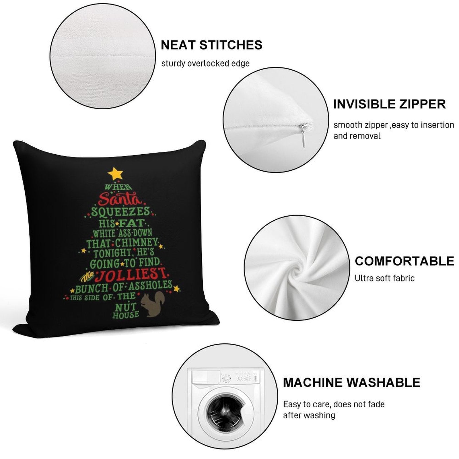 Jolliest Bunch of A-holes Soft Shrink-Resistant Throw Pillow