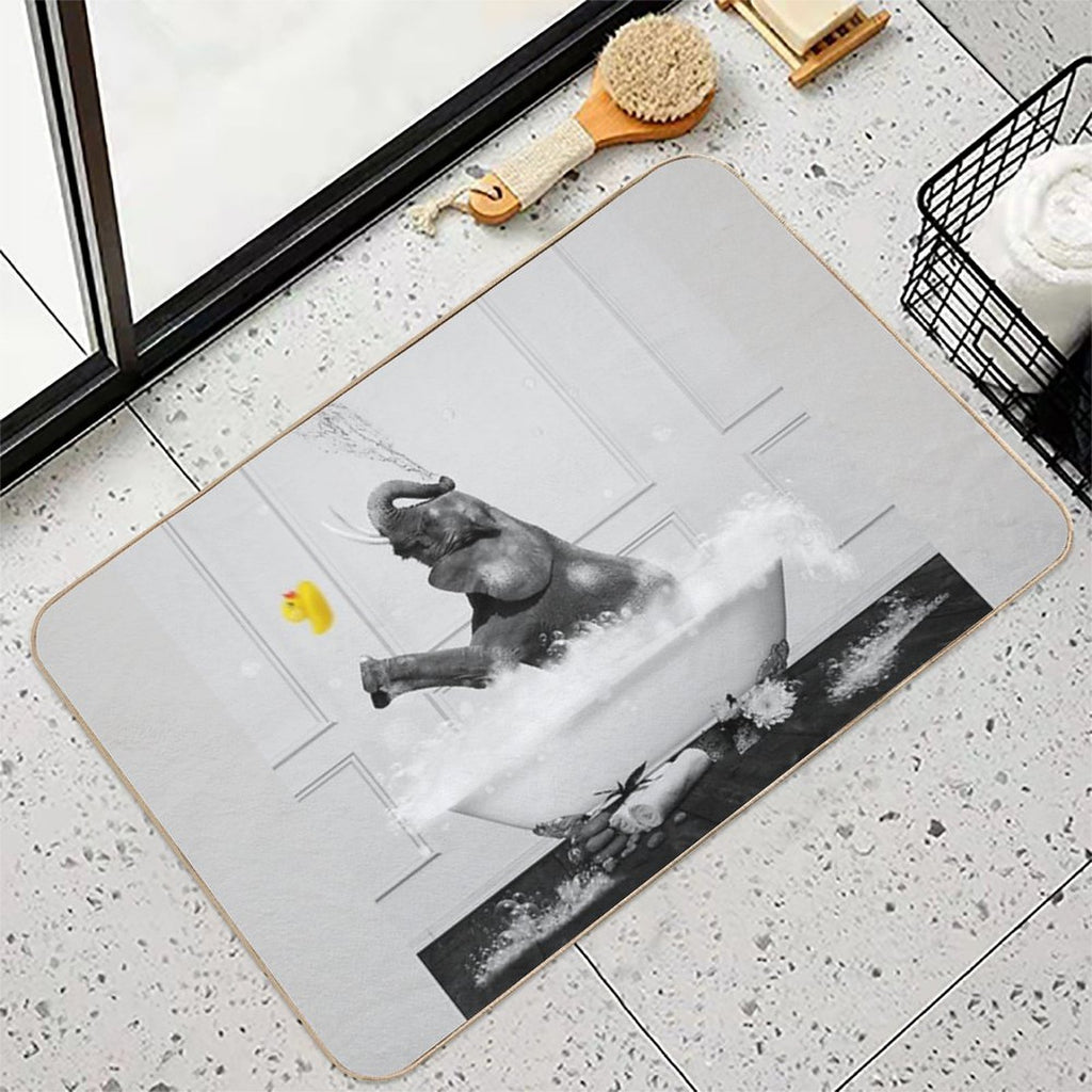 Elephant Taking A Bath Durable Bath Mat