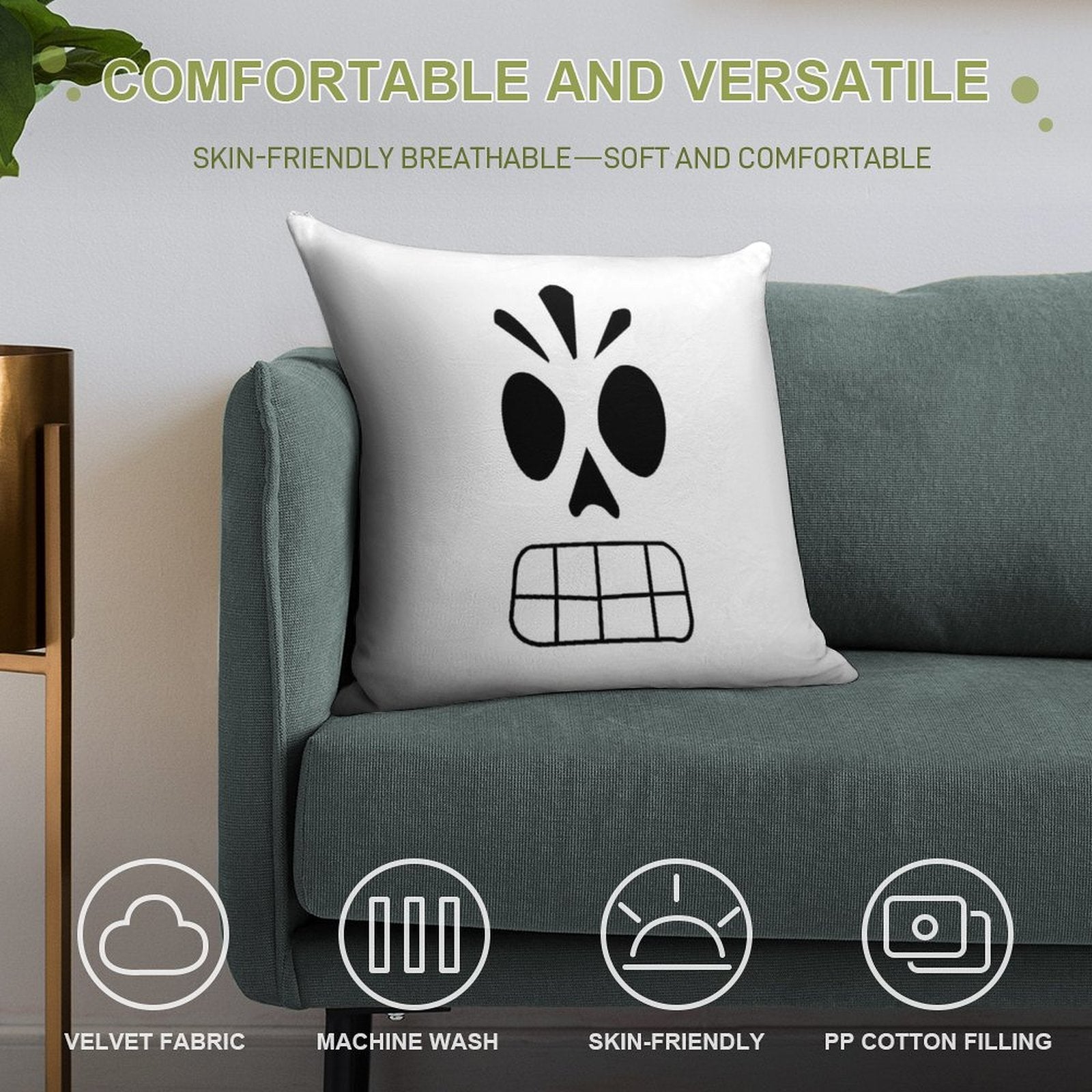 Manny Calavera Soft Multiple Sizes Throw Pillow