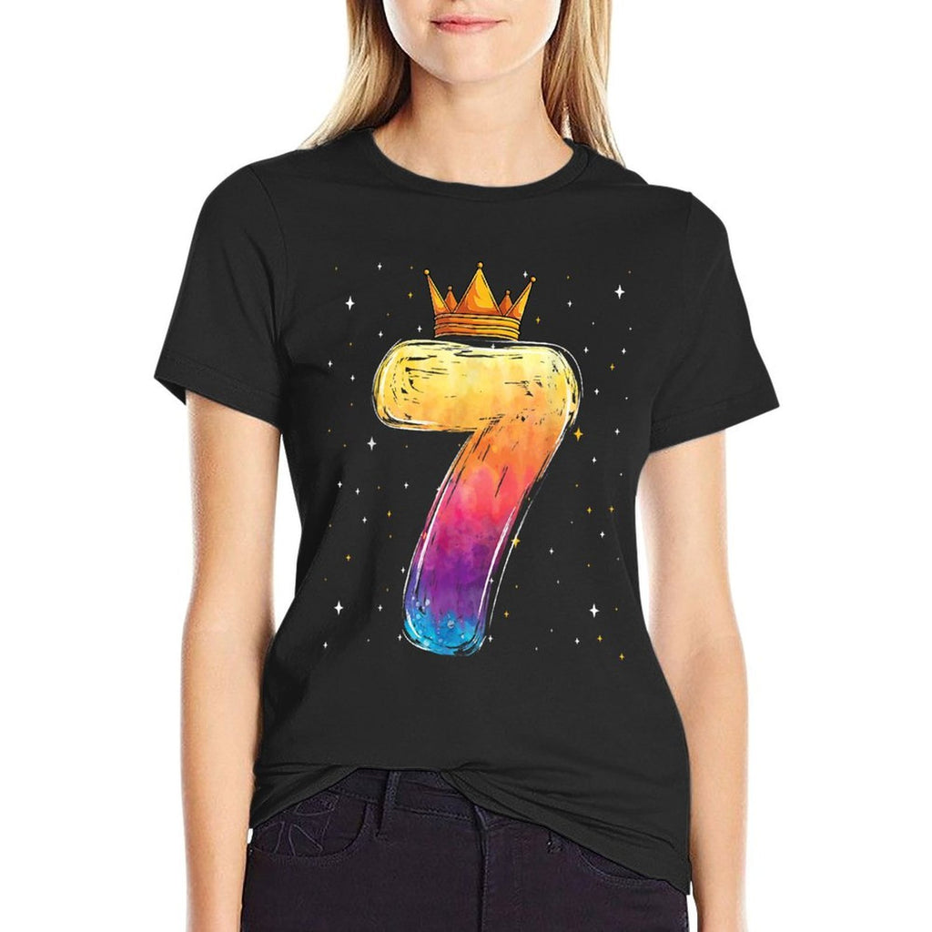 Colortful Tie Dye 7 Year Old Girls Princess 7th Birthday  Quick-drying T-Shirt