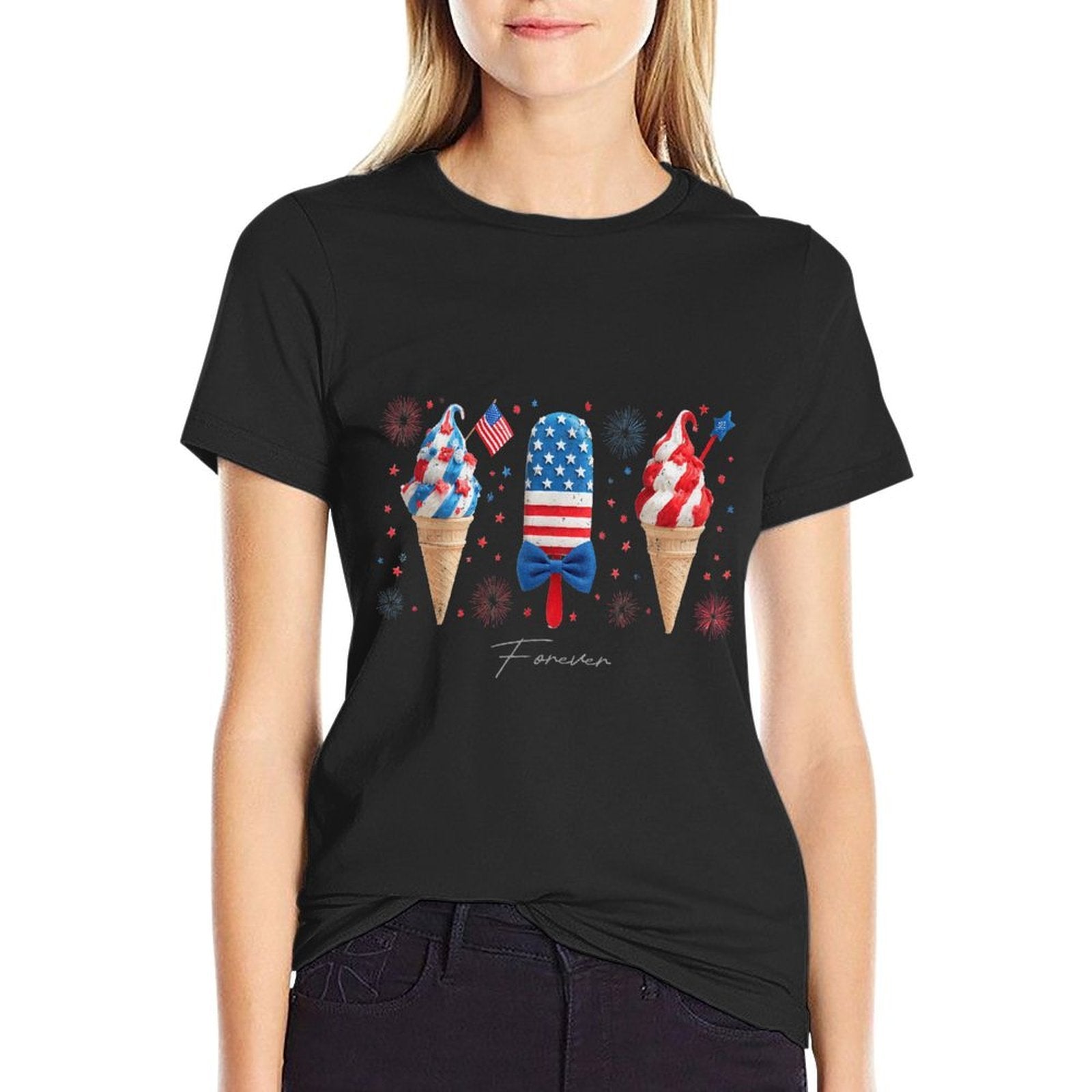 July 4th Women Men Patriontic American Independence Day  Cotton T-Shirt