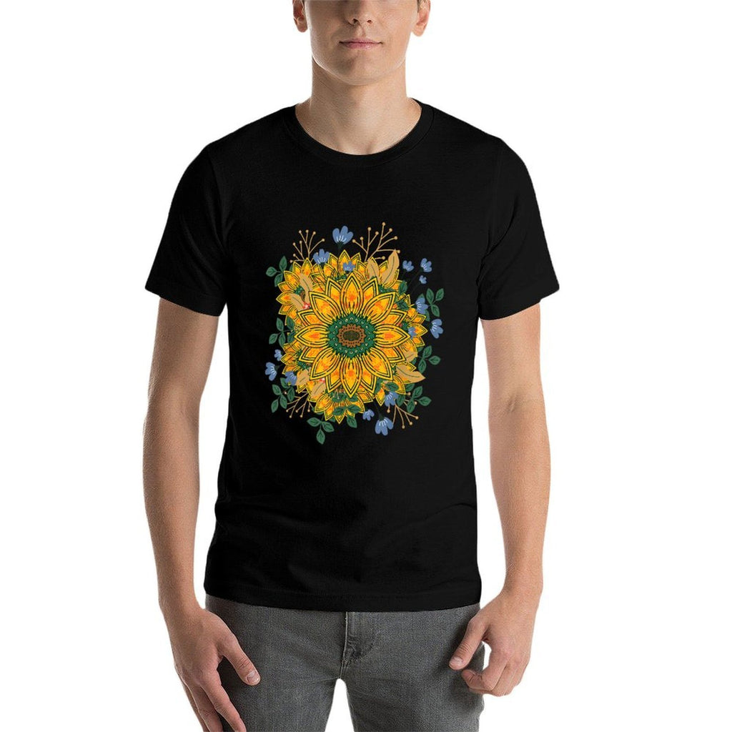 Wildflower Flower Blossom Sunflower Floral Plants Botanical  Trendy Pattern T-Shirt