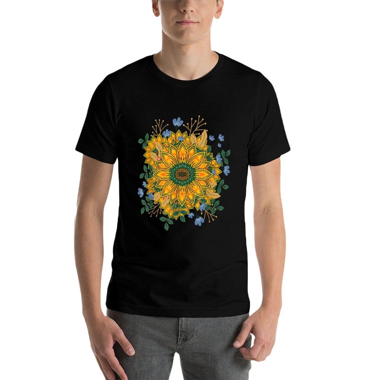 Wildflower Flower Blossom Sunflower Floral Plants Botanical  Trendy Pattern T-Shirt