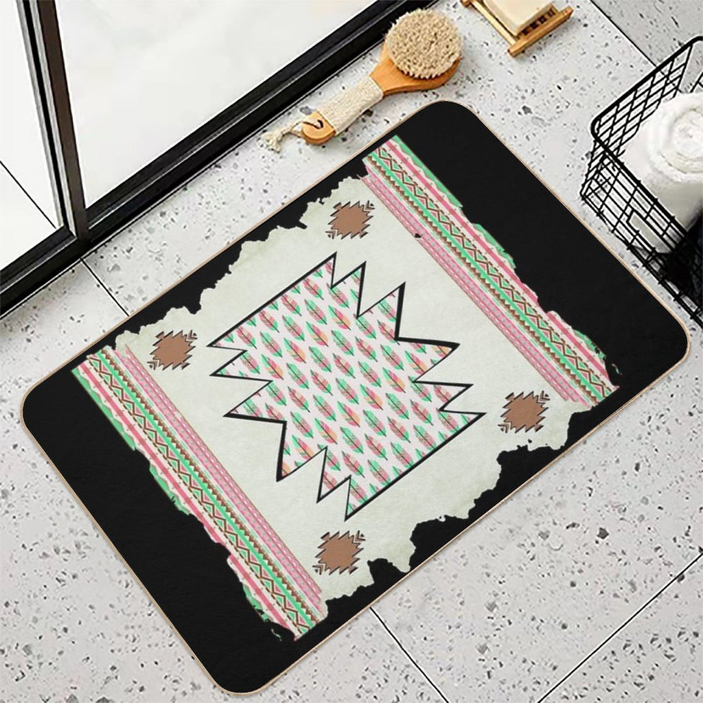 Native American Symbol - Aztec Boho Chic  Absorbent Bath Mat