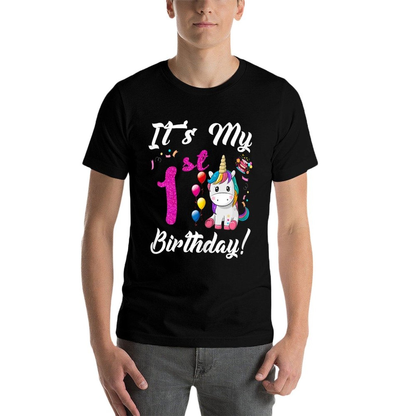 Kids It's My 1st Birthday Unicorn 1 Year Old Girls  Summer-ready Fabric T-Shirt