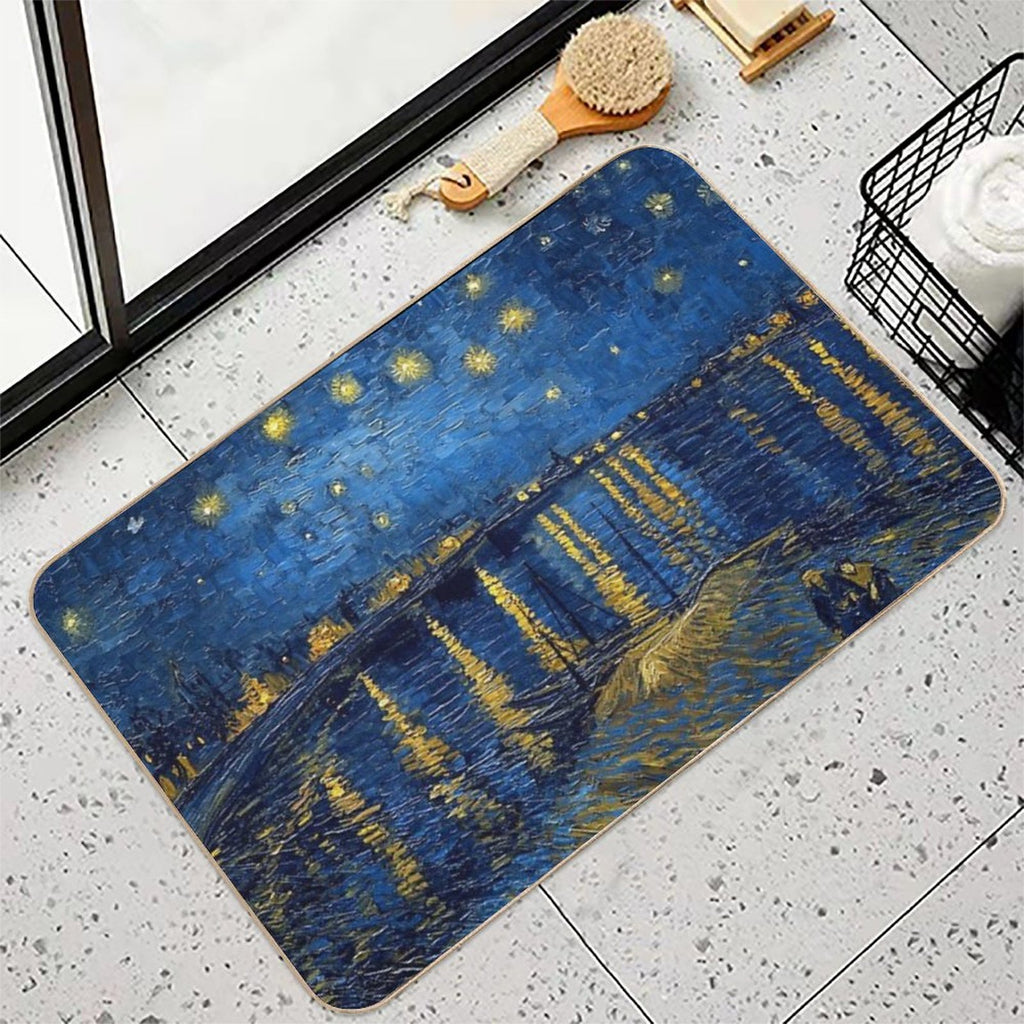 Starry Night Over The Rhone - Van Gogh (Re-edited)  Versatile Bath Mat