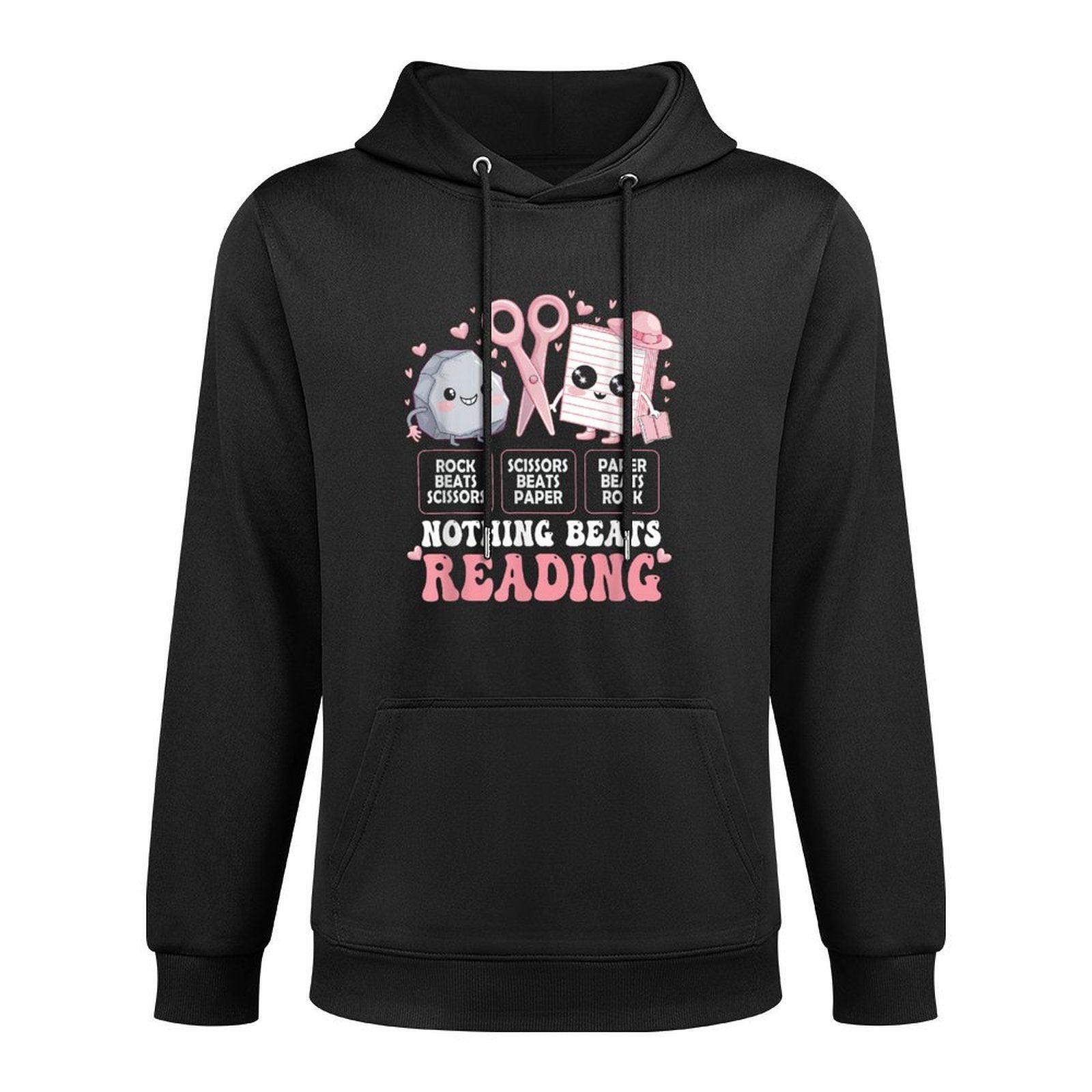 Nothing Beats Reading Book Librarian Rock Paper Scissors Unisex Design Hoodie