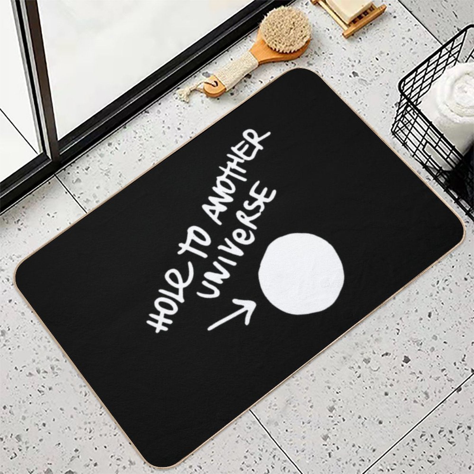 Hole to Another Dimension (white)  Stain-Proof Bath Mat