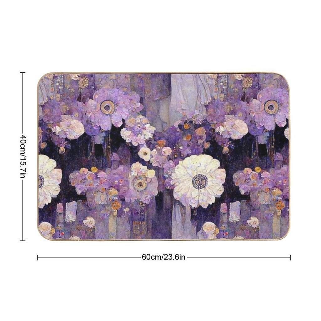 Vibrant Violet Blooms  Absorbent Bath Mat