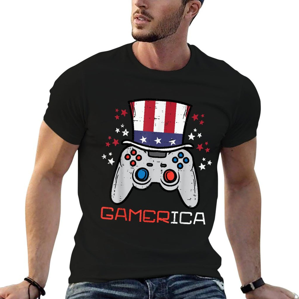 Gamer Controller American Gamerica 4th Of July Boys Men  Easy-care T-Shirt