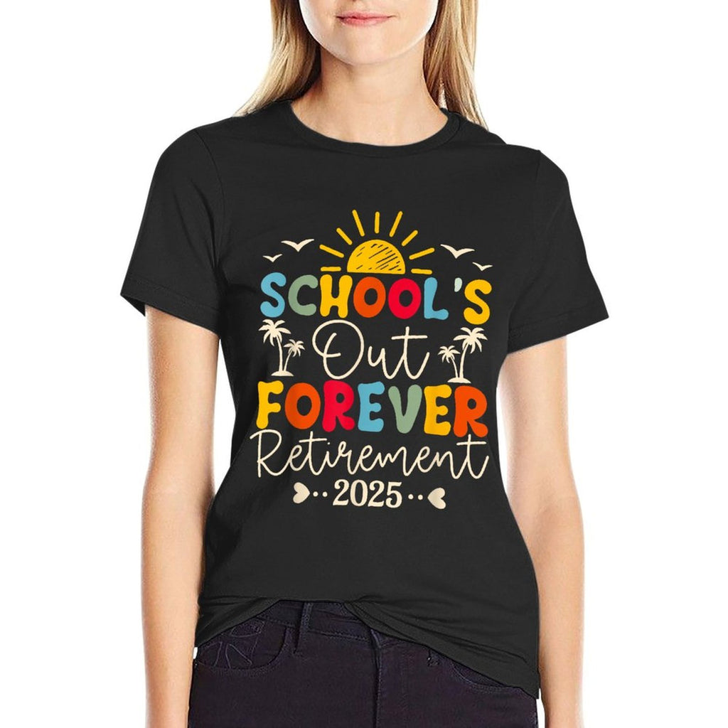 Groovy School's Out Forever Retirement 2025 Retired Teacher  Eco-friendly Material T-Shirt