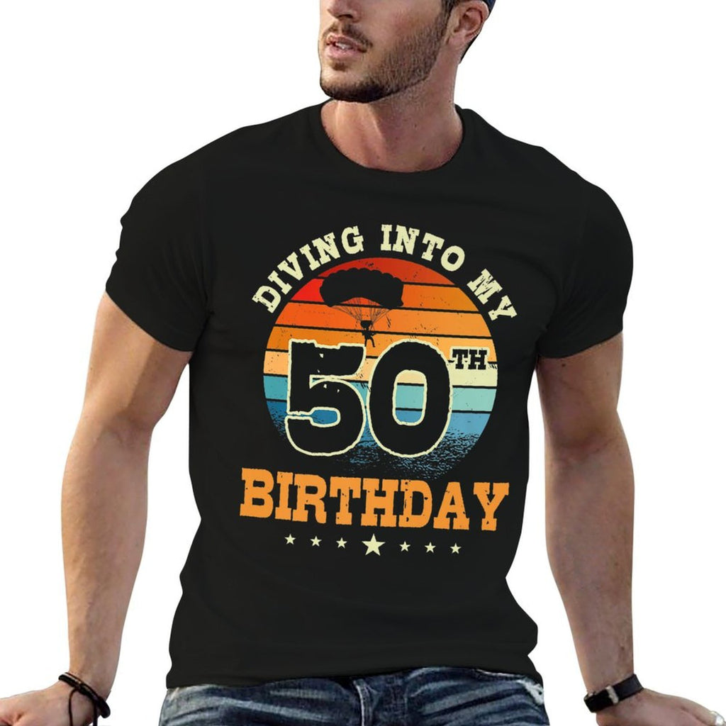 Diving Into My 50th Birthday Sky Diving Parachute Lover Premium  Lightweight T-Shirt