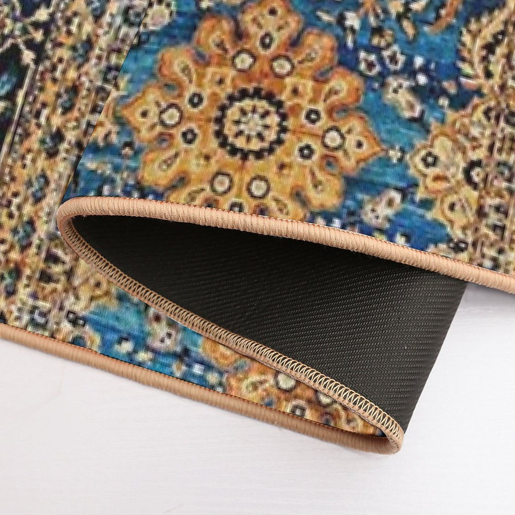 Antique Blue Persian Kirman Rug Print  Slip-Resistant Bath Mat