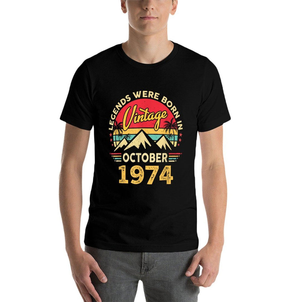 Vintage 1974 Limited Edition October 50th Birthday  High-quality Stitching T-Shirt