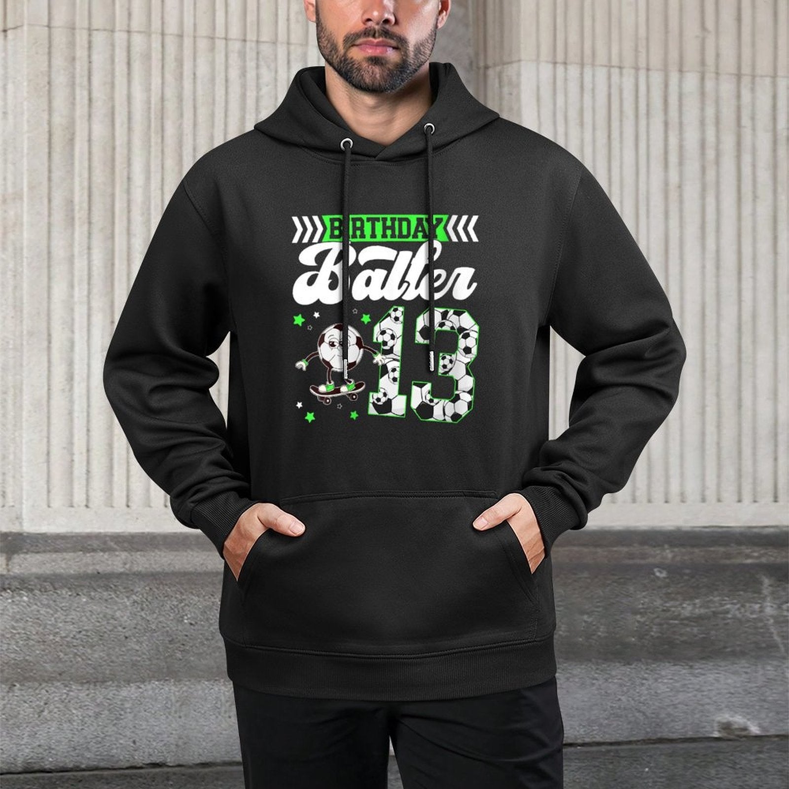 Womens 13th Soccer Birthday Party Thirteen Year Old Soccer Player Customizable Surface Hoodie