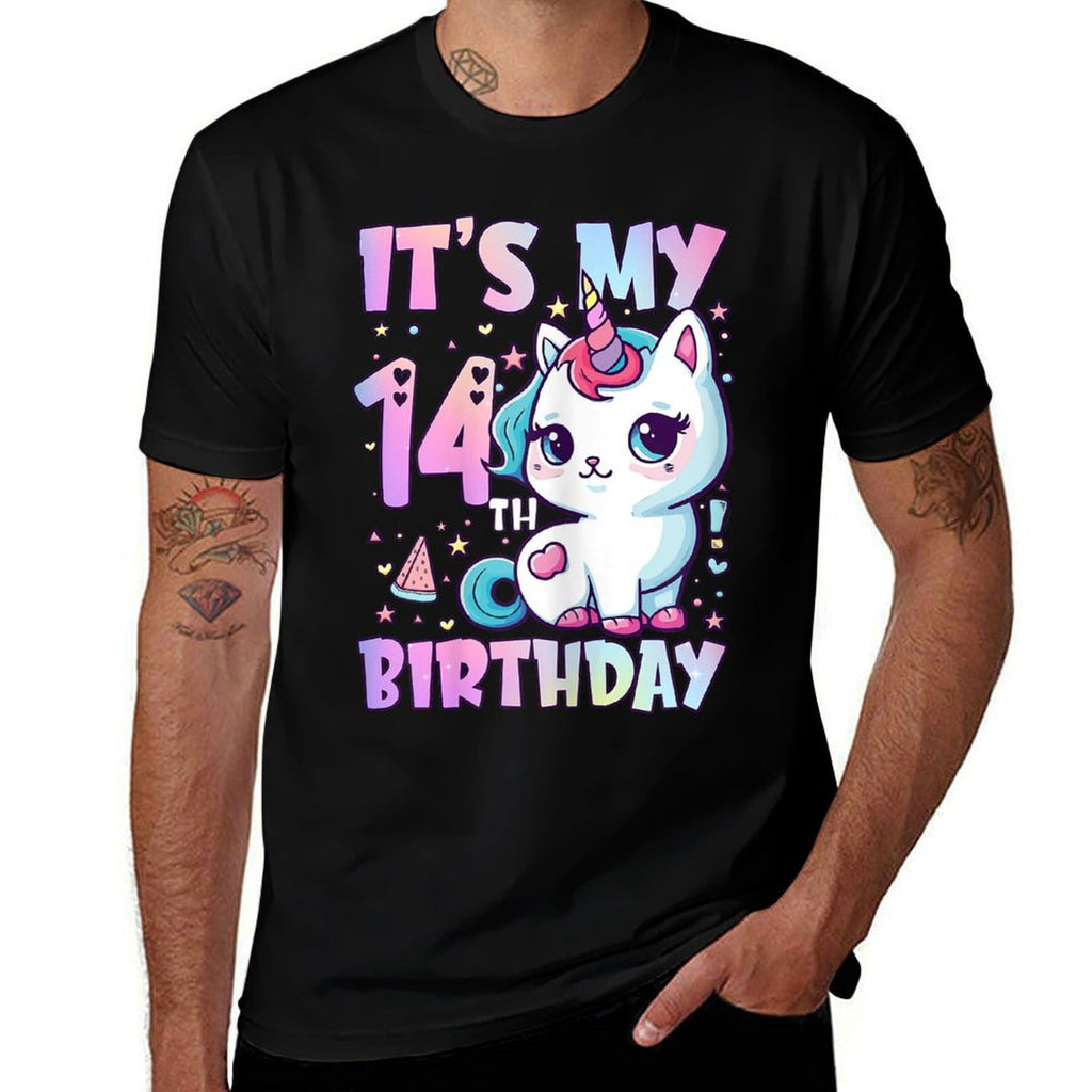 14th Birthday Girls 14 Year Old Cat Unicorn Birthday  Classic T-Shirt