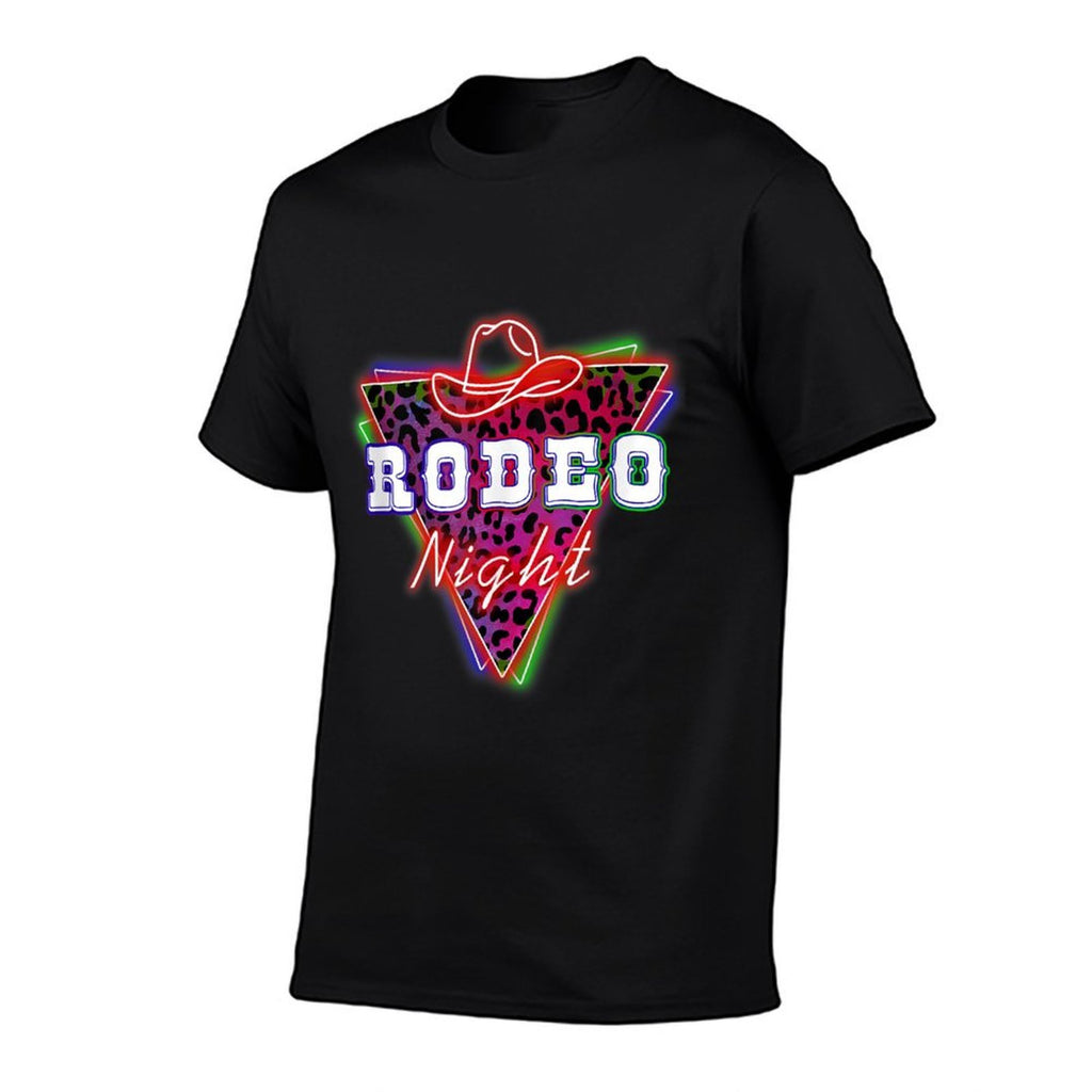 Rodeo Night Leopard Neon Cowboy Hat  Cotton T-Shirt