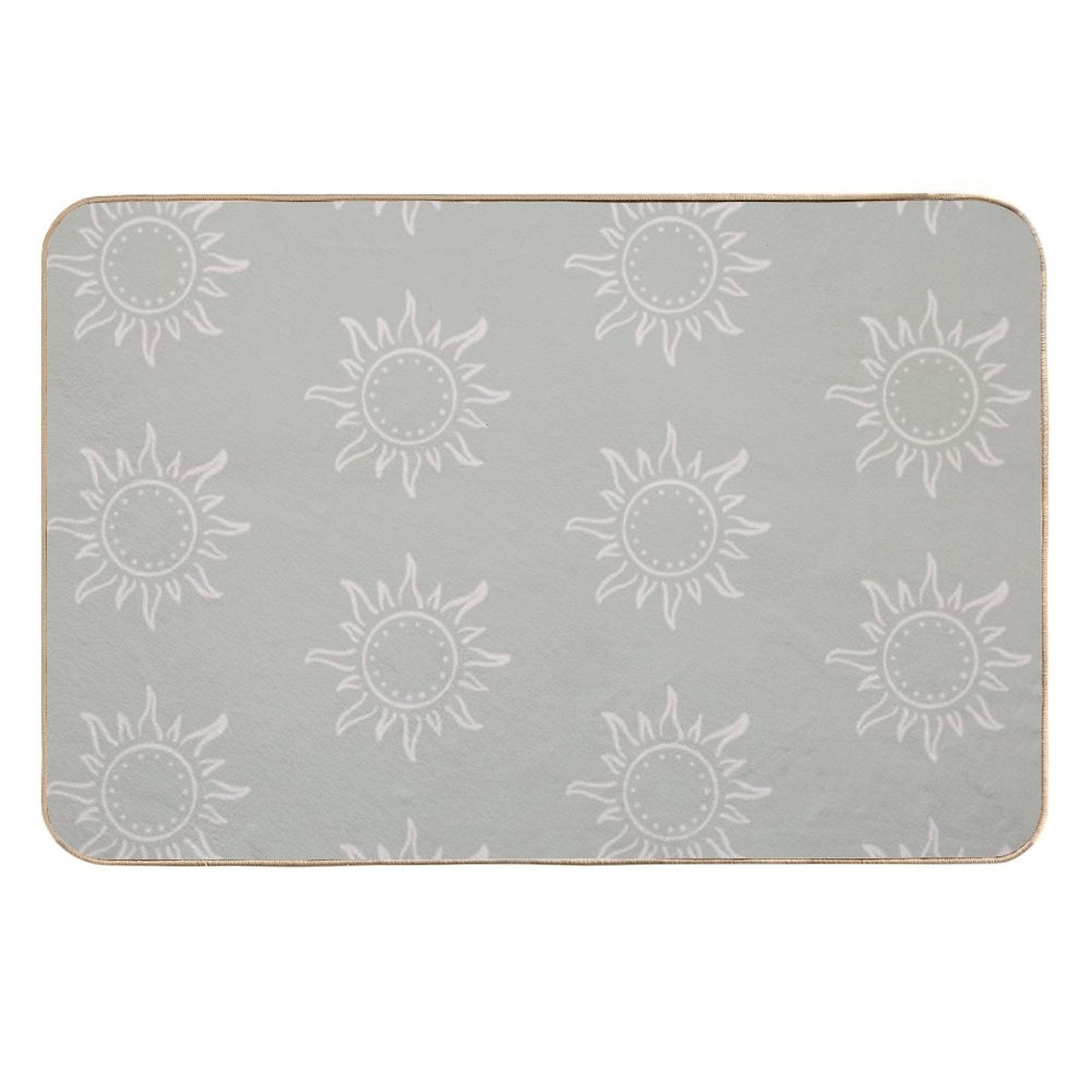 Cute Boho Sun Pattern Bohemian Aesthetic In Muted Colors Pale Green  Multi-Purpose Bath Mat