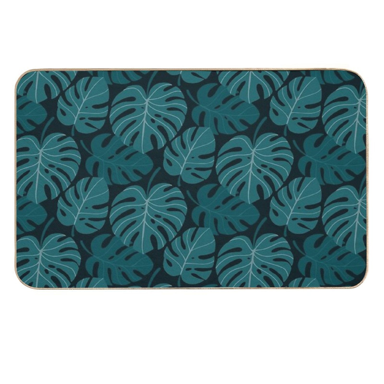 Dark Monstera  Easy To Clean Bath Mat