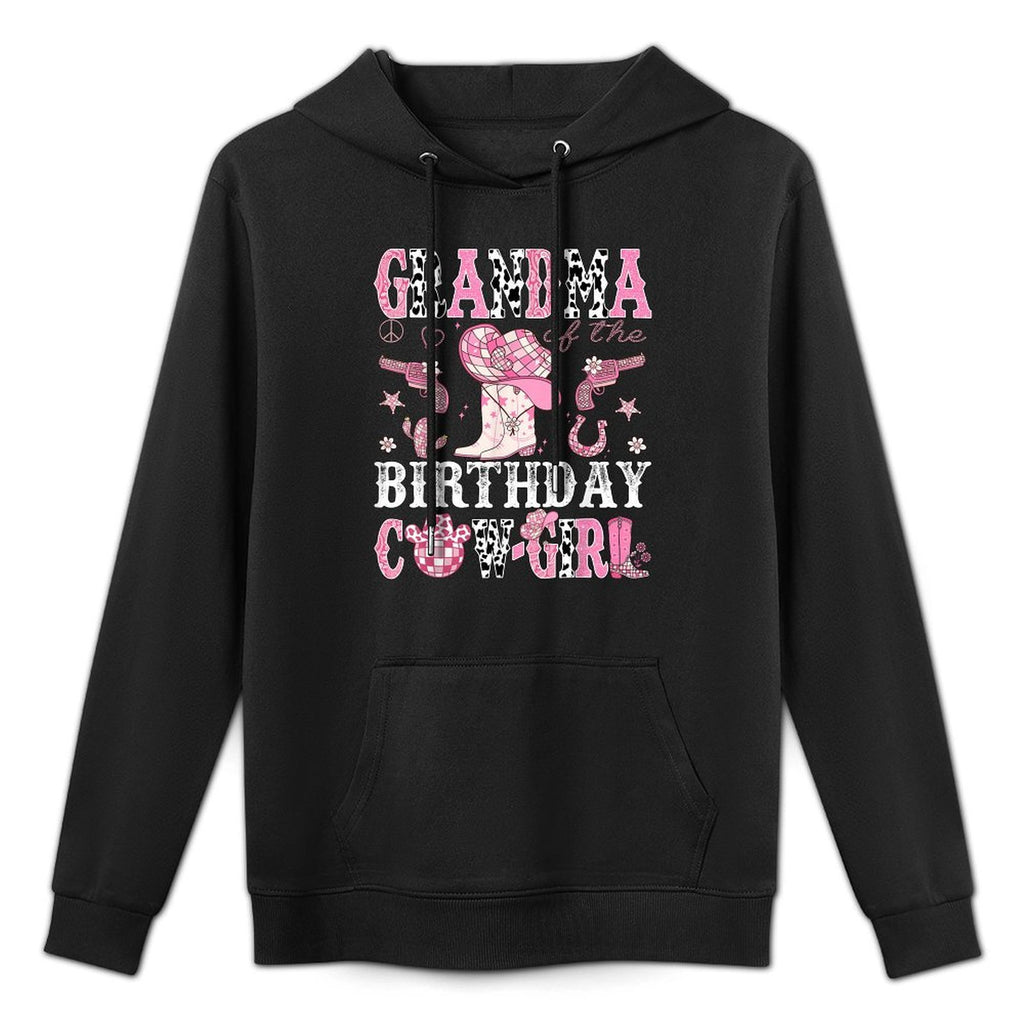 Grandma Of The Birthday Cow-Girl Pink Disco Rodeo Western Medium-Weight Fabric Hoodie