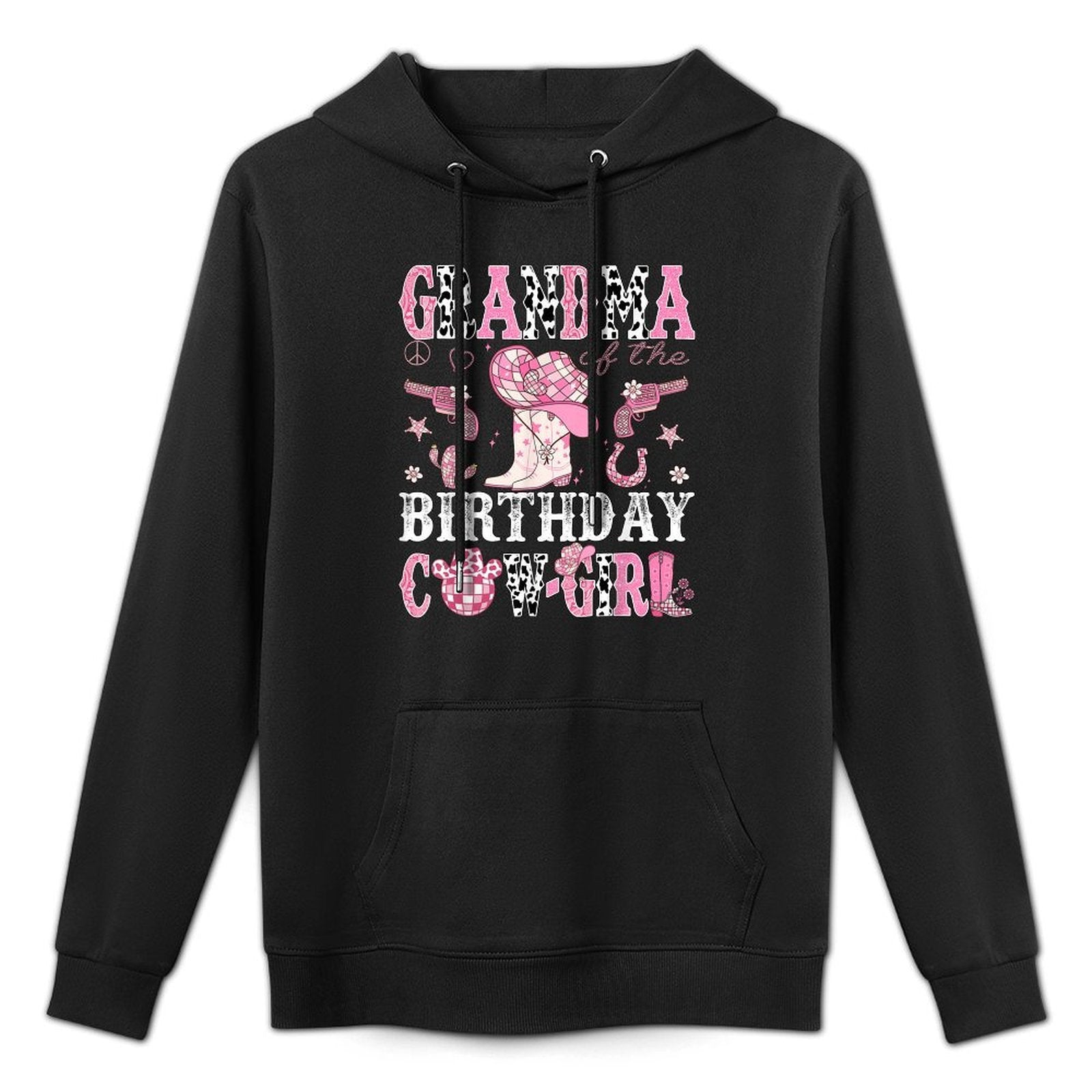 Grandma Of The Birthday Cow-Girl Pink Disco Rodeo Western Medium-Weight Fabric Hoodie