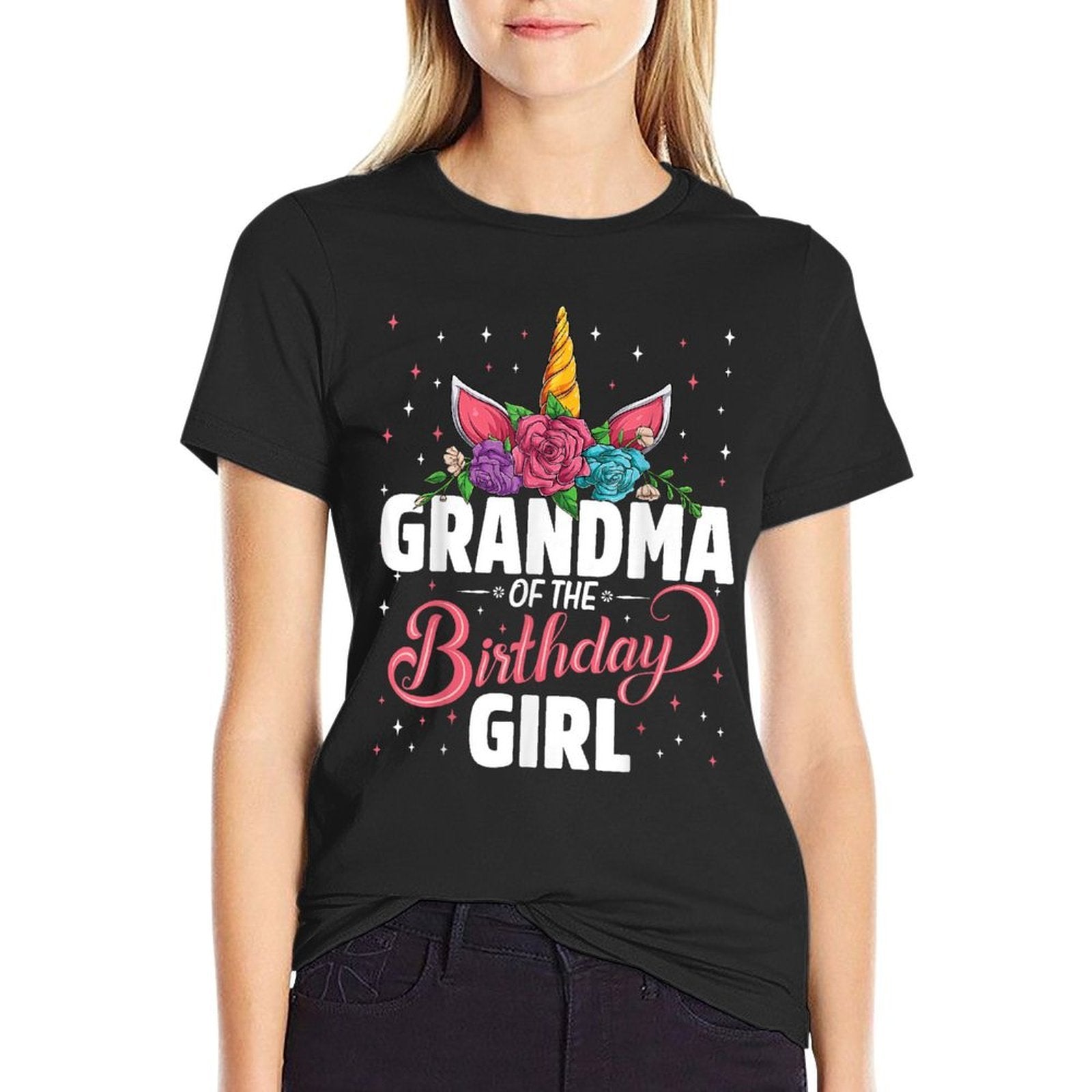 Grandma Of The Birthday Girl Unicorn Girls Family Matching  Durable T-Shirt