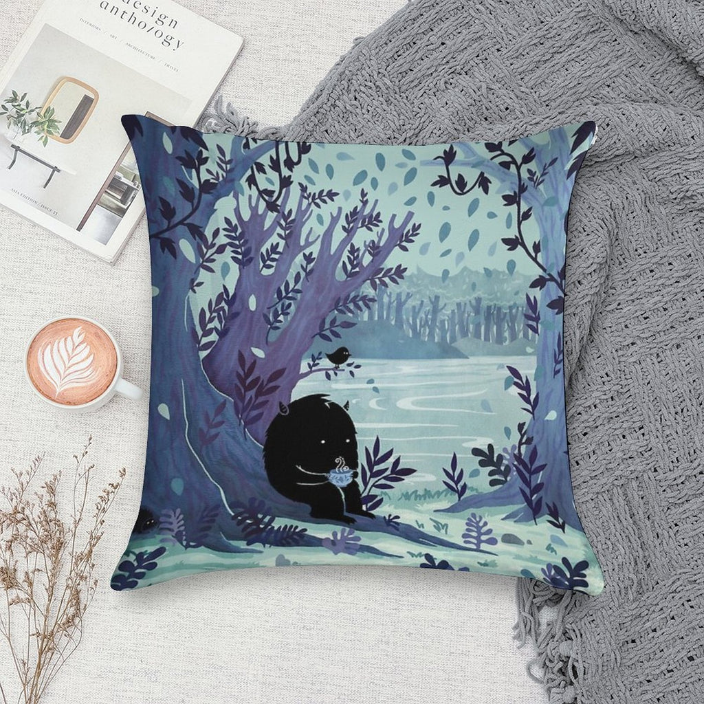 A Quiet Spot of Tea Soft Anti-Pilling Throw Pillow
