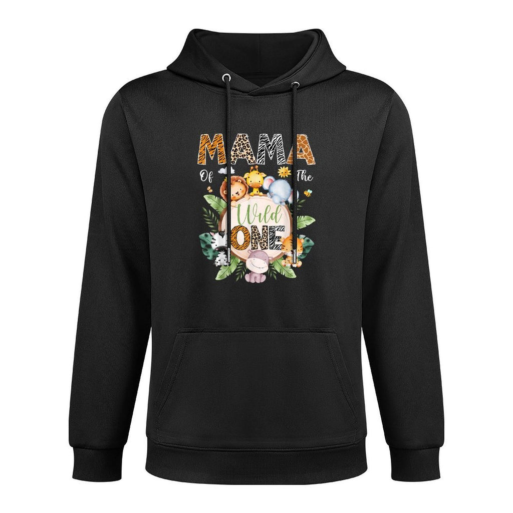 Mama Of The Wild One 1St Birthday Safari Jungle Animal Shrink-Resistant Hoodie
