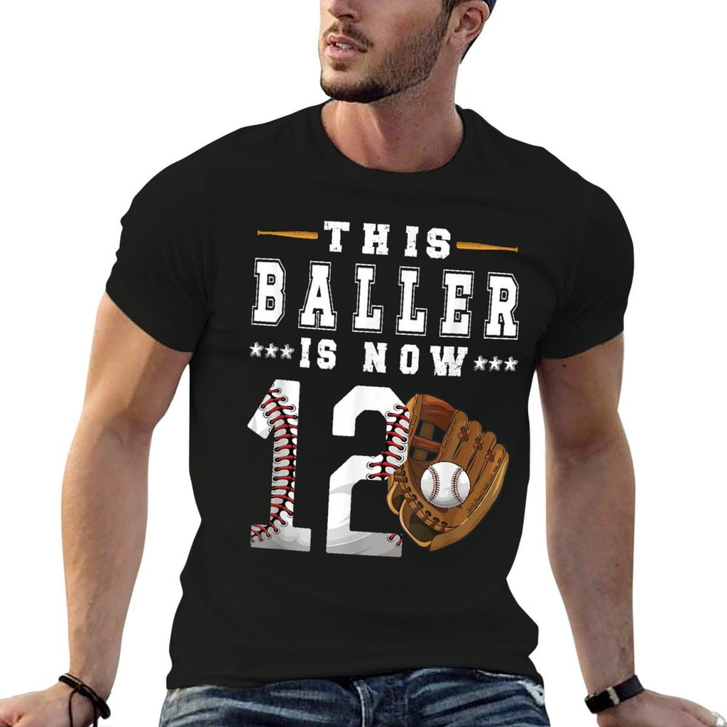 12th Birthday Baseball Boy Twelve Year Old Baseball Player  Relaxed-fit T-Shirt