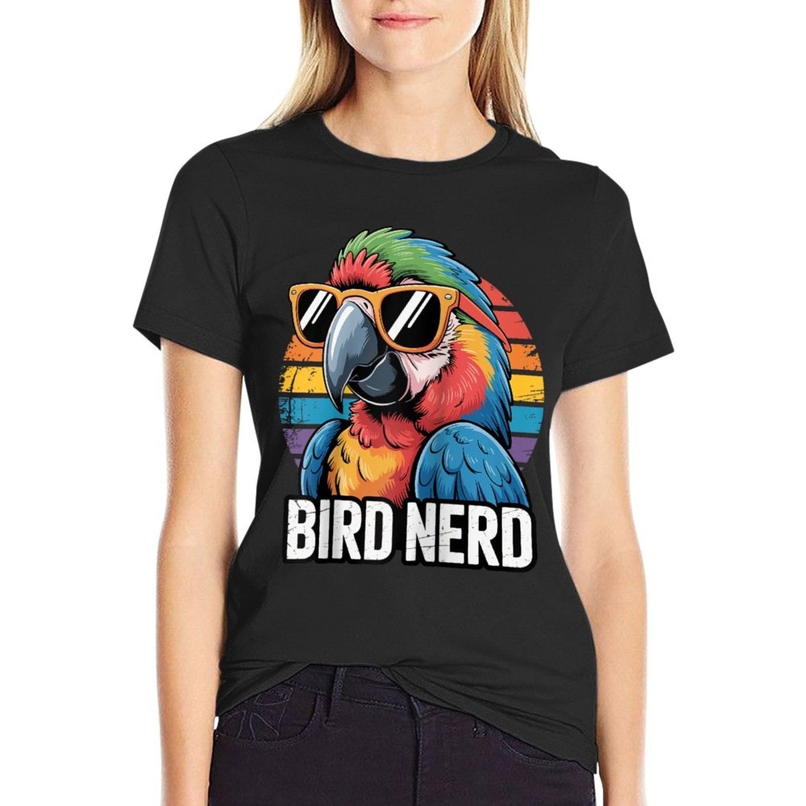 Bird Nerd Funny Parrot Birding Bird Watching Retro Bird Raglan Baseball  Summer-ready Fabric T-Shirt