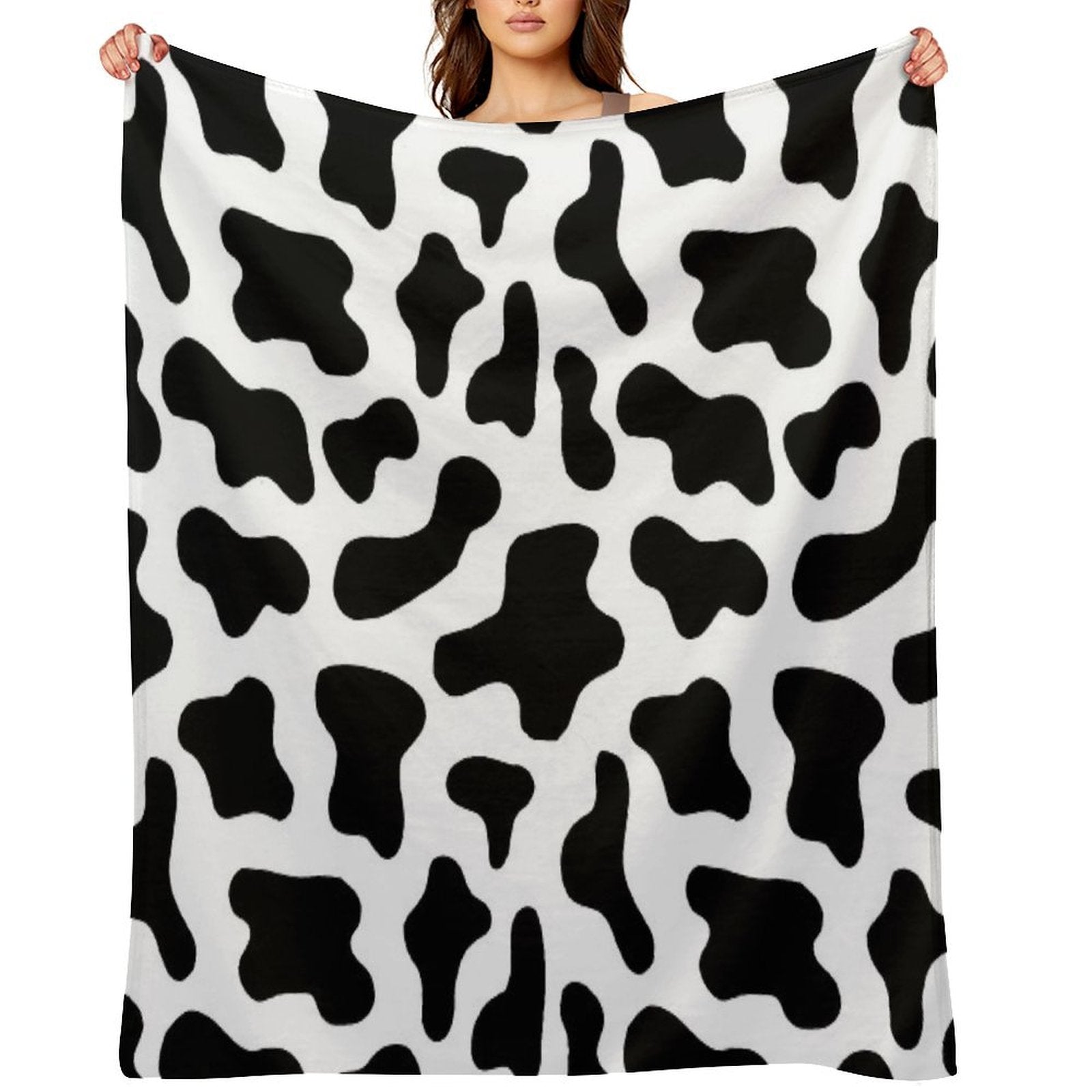 Black And White Cow Print Shrink-resistant Throw Blanket