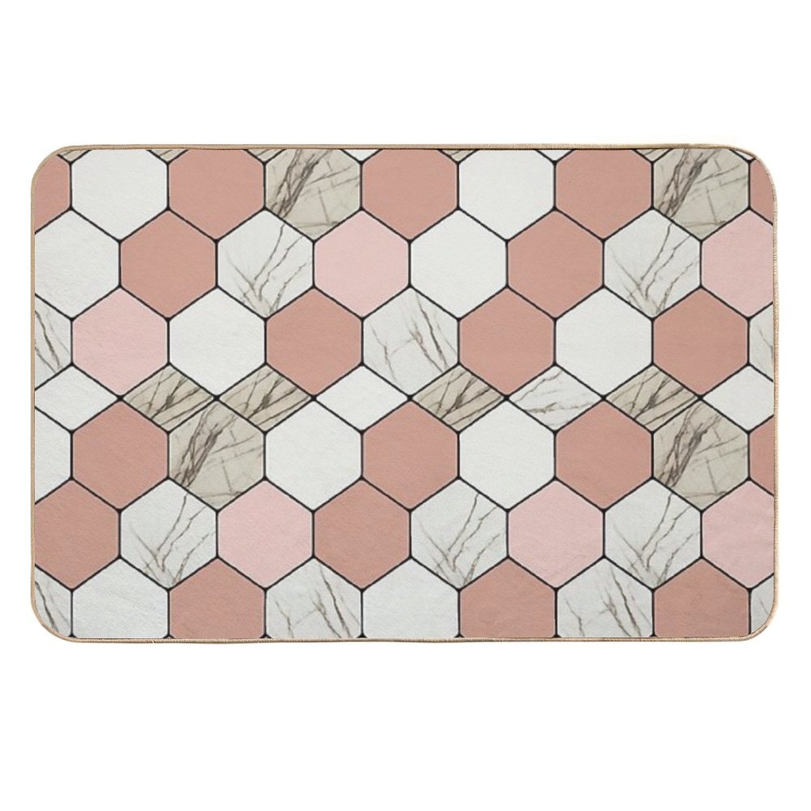 Pink Marble Pattern  Easy To Clean Bath Mat