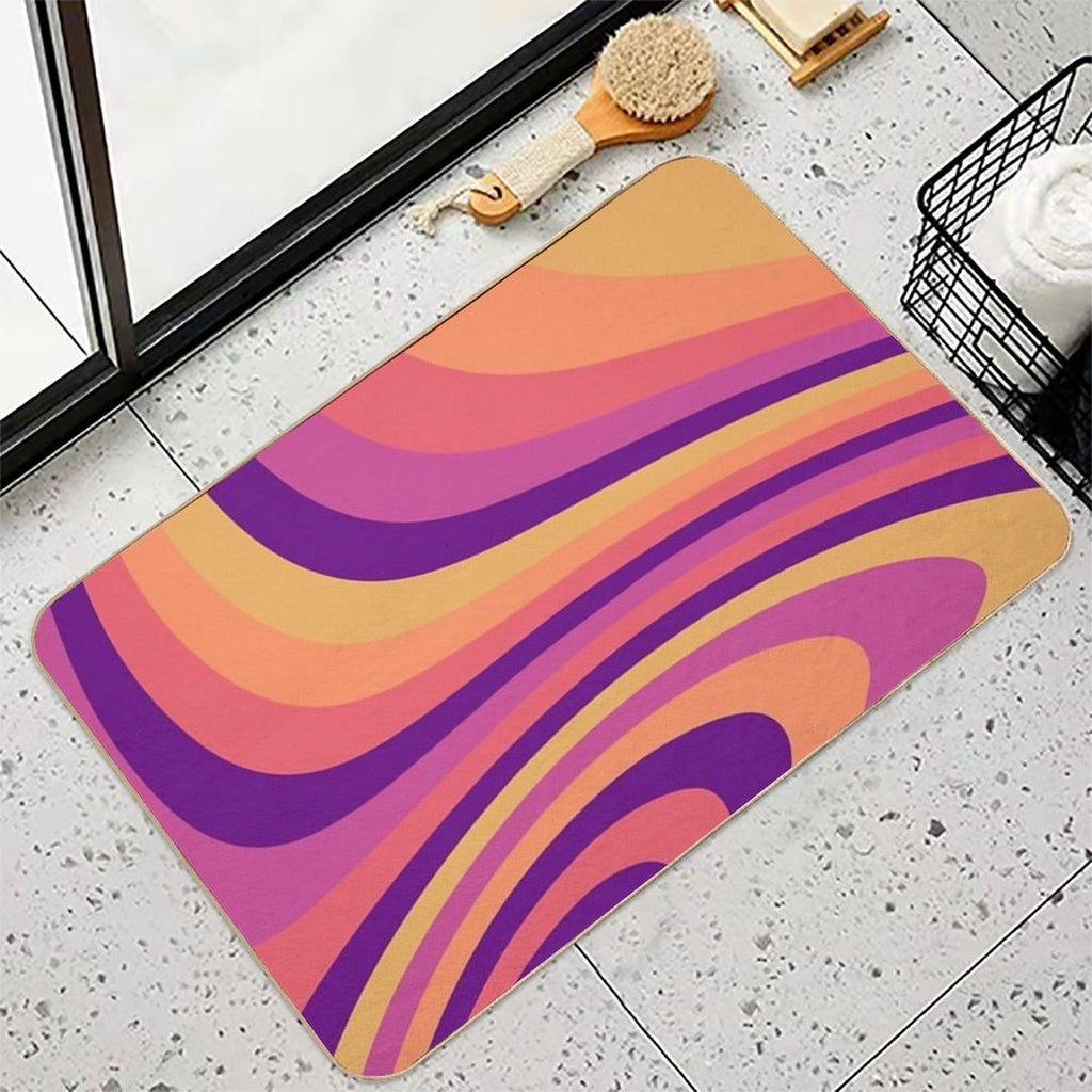 Warm Sunset Abstract Liquid Melt Wave Design  Absorbent Bath Mat