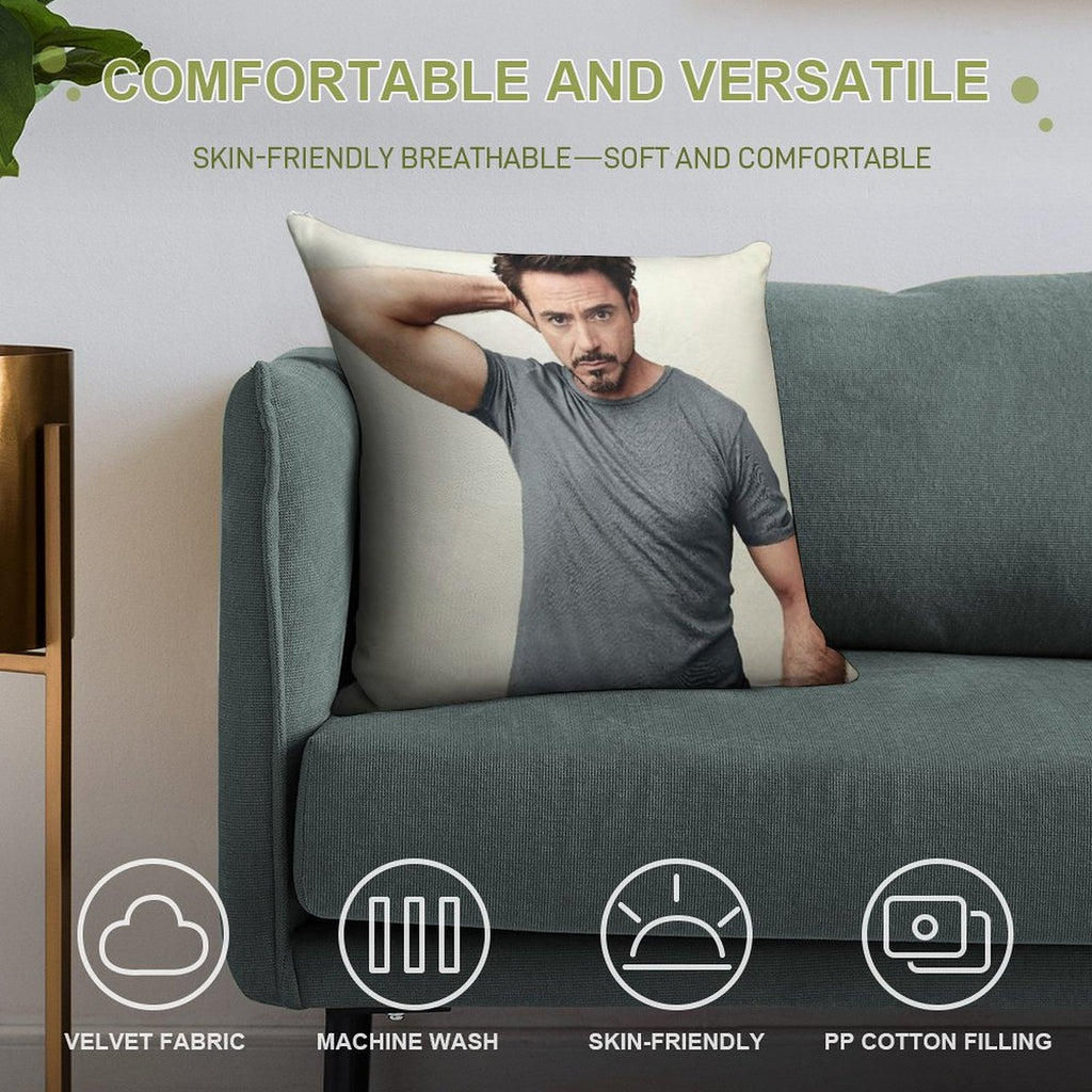 Robert Downey Jr Soft Washable Throw Pillow