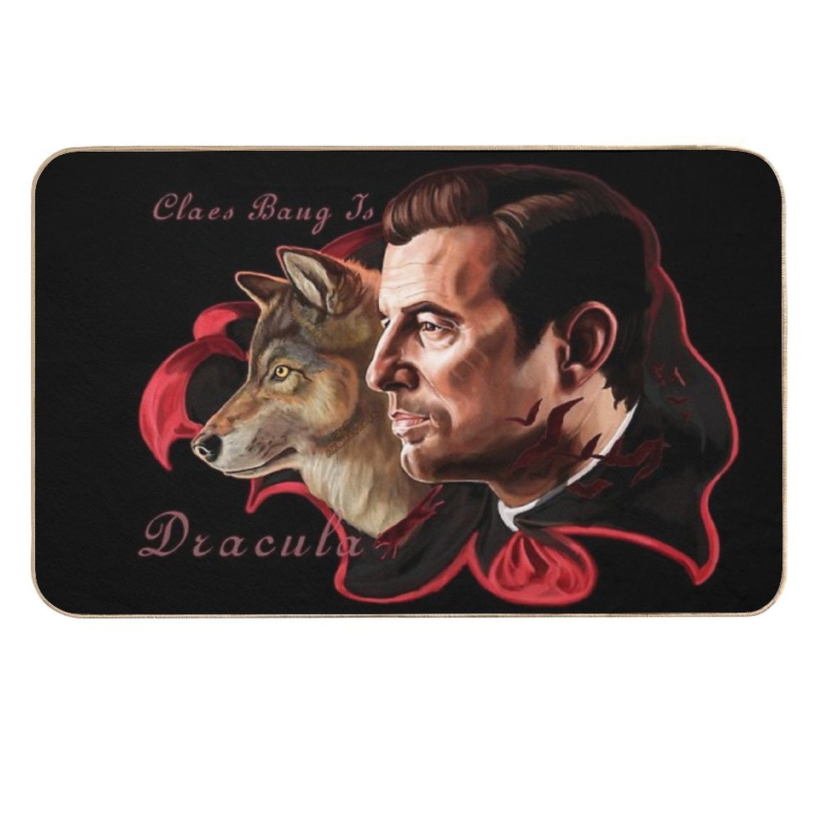 Claes Bang Dracula Wolf Painting  Stain-Proof Bath Mat