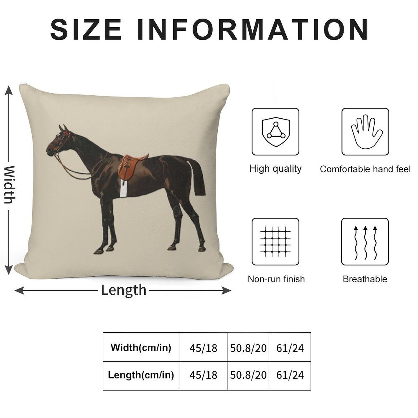 Vintage Equestrian Saddled Riding Horse Soft Anti-Pilling Throw Pillow