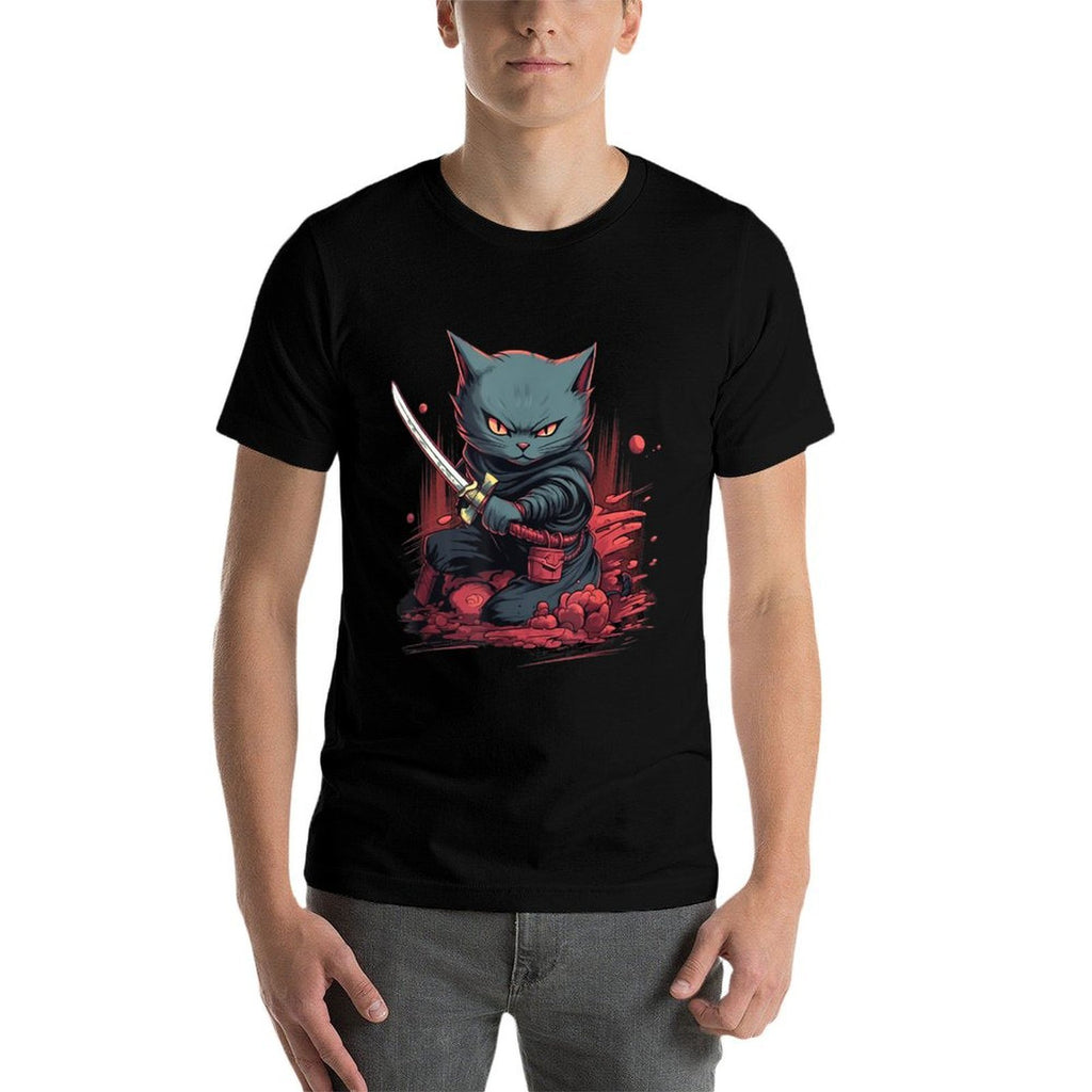 Vintage Japanese Samurai Ninja Cat Tattoo Kawaii  Classic T-Shirt
