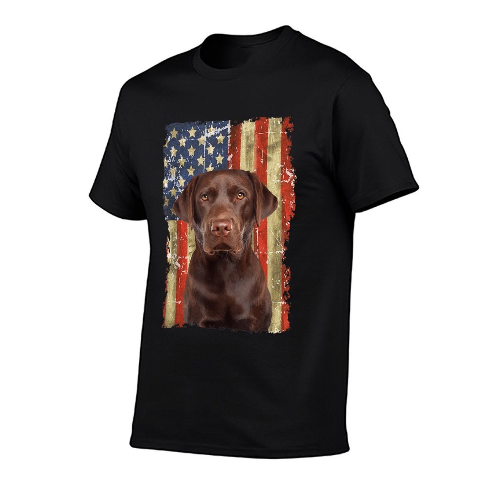 Retro Chocolate Lab With USA Gift Chocolate Lab Dad Mom Comfortable T-Shirt