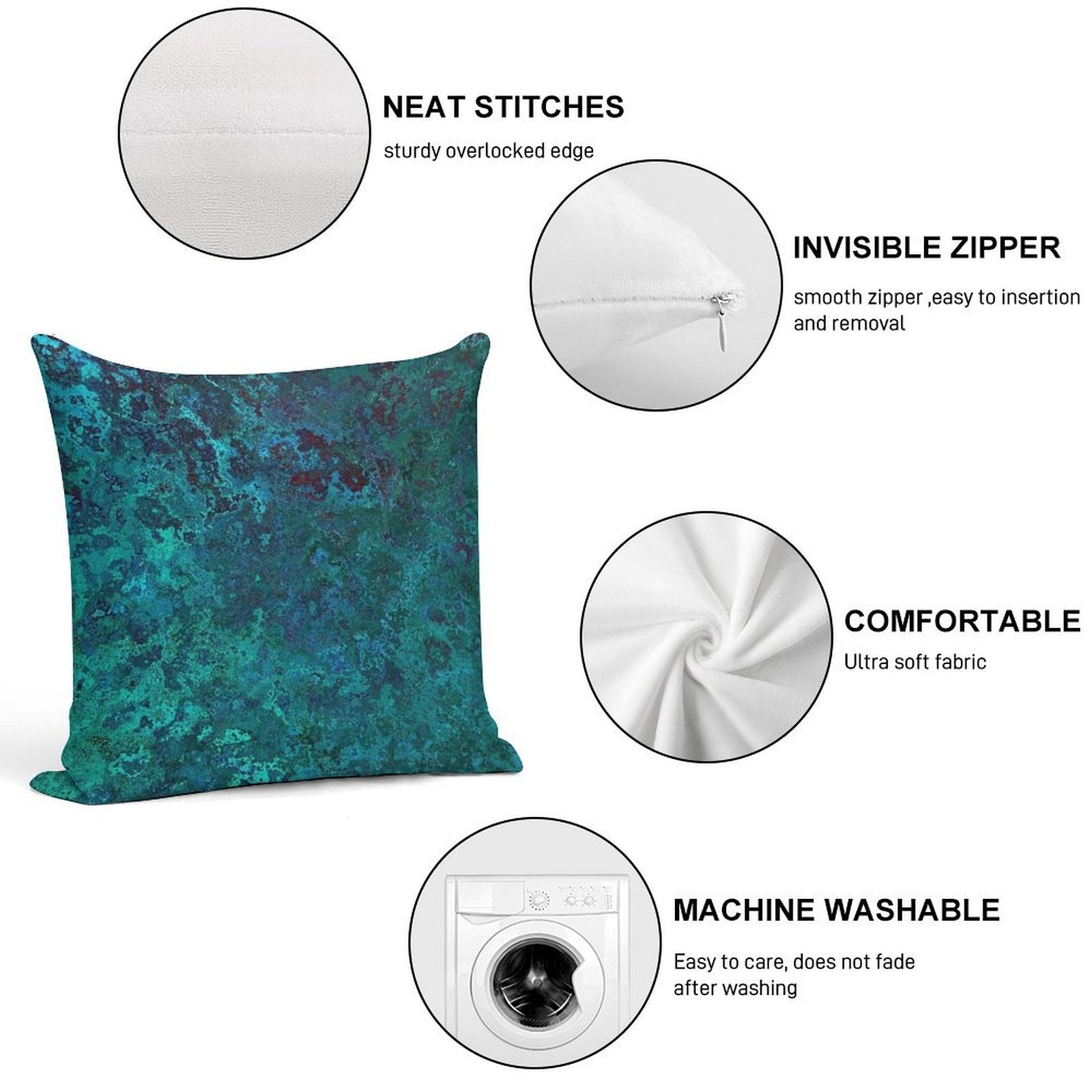 Shimmering Ocean Blue Soft Home Decor Throw Pillow